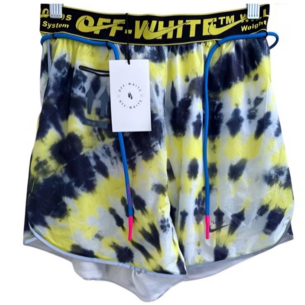Nike Off-White Nike Off-White Women's Tie-Dye Shorts - Yellow and Blue - Picture 5 of 6